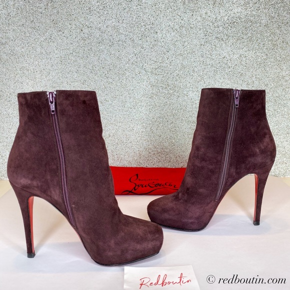♥️ sold Louboutin Purple Suede Square toe boots - Picture 3 of 8